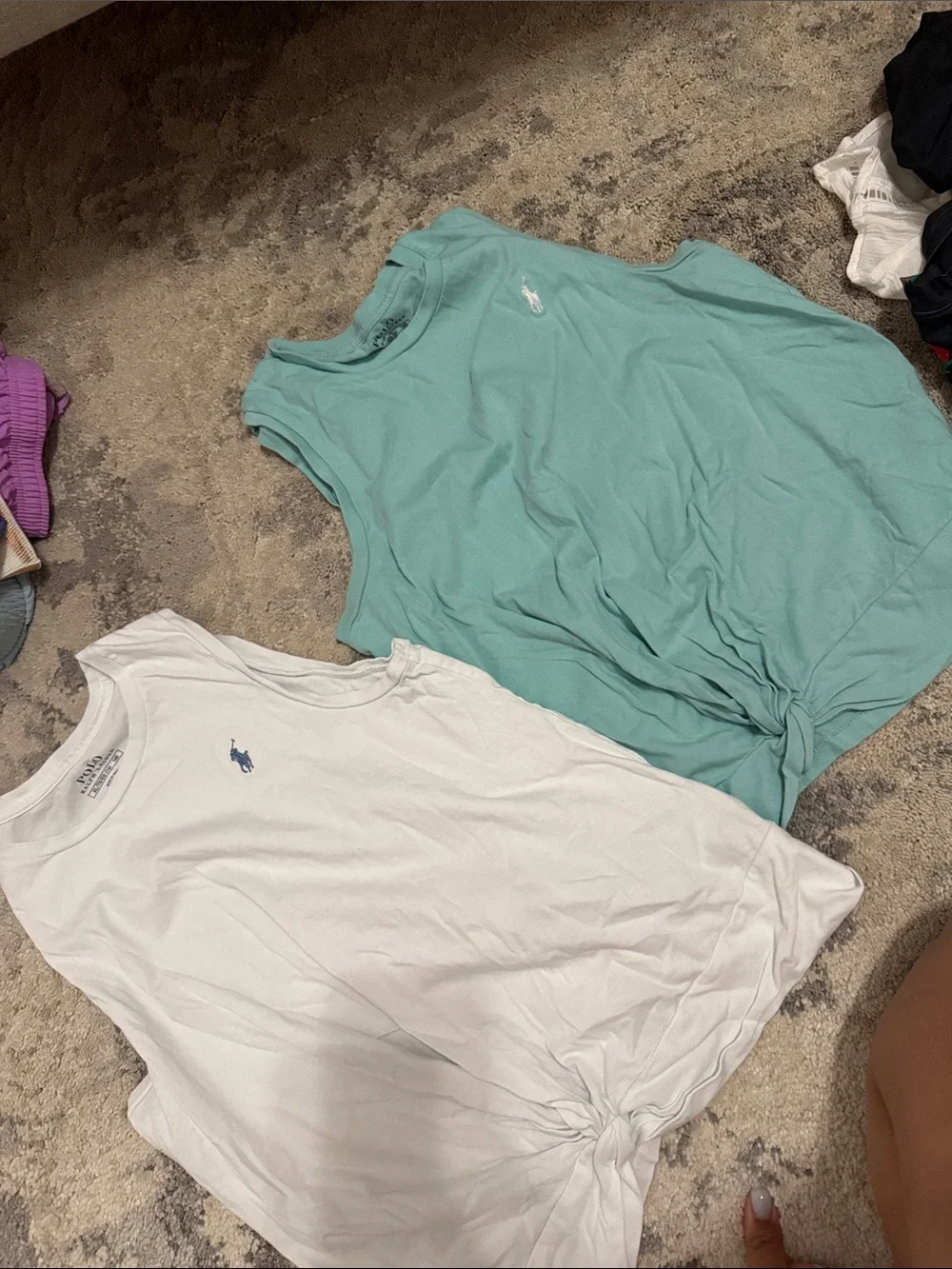 Ralph Lauren Kids Polo Short Sleeve Tee in White & Aqua